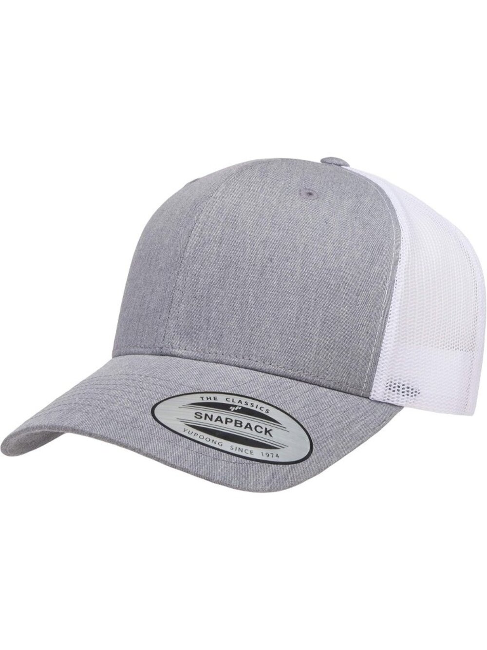 Men's Heather/White Cotton Classics Trucker Mesh Cap YP Snapback Loose Fit Cap